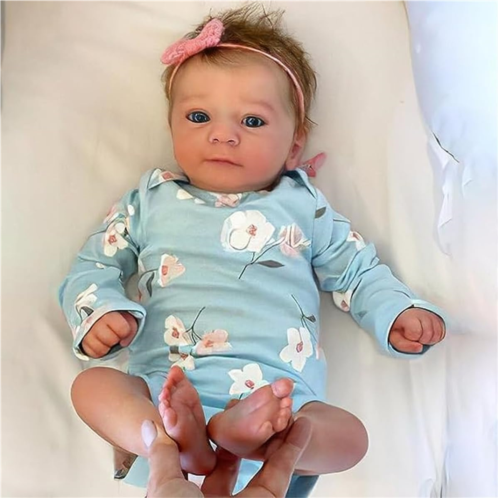 GYCV Cheap Reborn Dolls Girl Eyes Open 18 Inch Lifelike Baby Dolls That Look Real Realistic Blue Eyes Rooted Hair Newborn Baby Dolls Soft Cloth Body Real Life Real Looking Babies T
