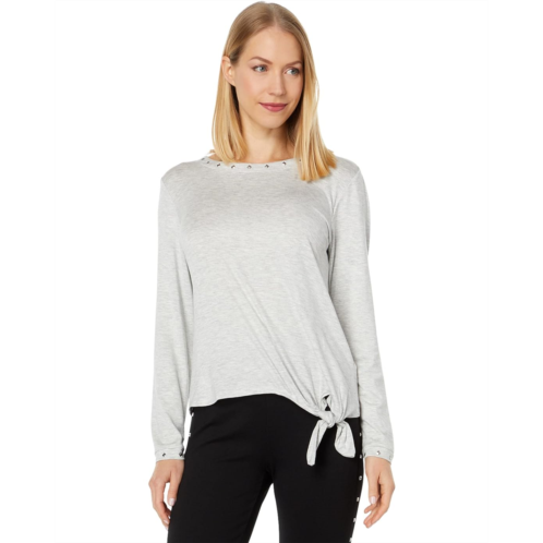 Vince Camuto Long Sleeve Knot Front Embellished Top