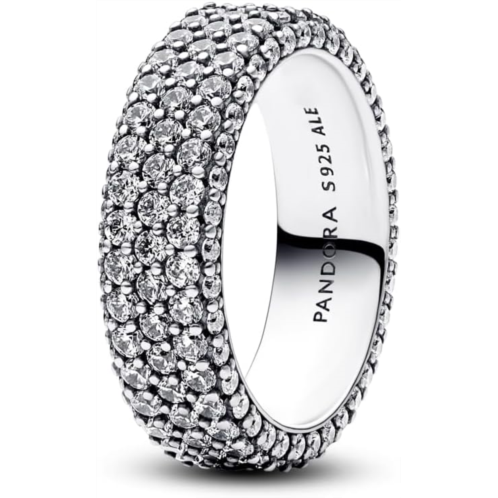 Pandora Timeless Pave Triple-Row Ring - Silver Ring for Women - Stunning Jewelry for Women - Great Gift for Her - Made with Sterling Silver with Clear Cubic Zirconia - With Gift Bo