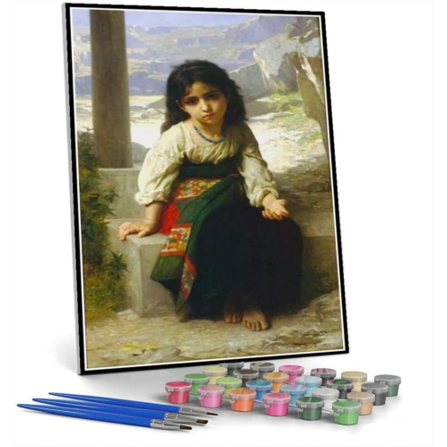 Hhydzq Number Painting for Adults The Little Beggar Painting by William-Adolphe Bouguereau Arts Craft for Home Wall Decor