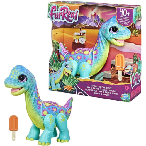 furReal Snackin Sam The Bronto, Interactive Pets, 40+ Sounds and Reactions, Electronic Pets, Plush Dinosaur Toys for 4 Year Old Girls and Boys