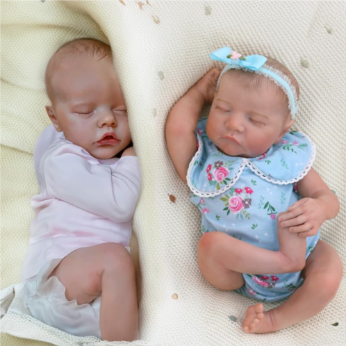CHAREX 2 Pack Realistic Reborn Baby Dolls, 18 inch Lifelike Baby Dolls Girl, Real Life Baby Dolls Set with Toy Accessories for Kids Age 3 4 5 6 7 +