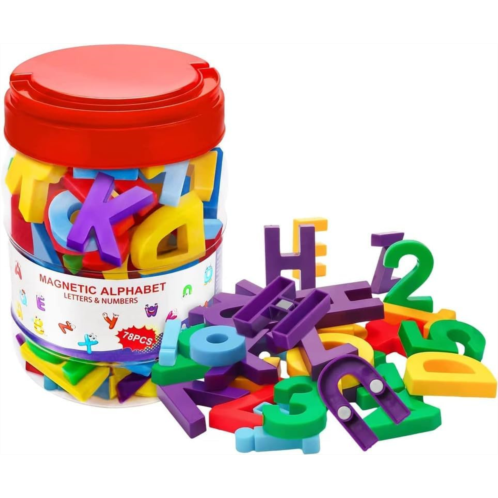 Kiveed Magnetic Letters and Numbers Toy Set: Strong Magnetic 78 PCS Colorful Alphabet Magnets for Toddlers - Educational ABC 123 Fridge Magnets