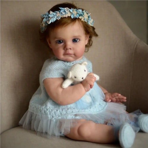 Angelbaby 24 inch Cute Real Reborn Baby Doll Toddler Girl Lifelike Sweet Soft Silicone Realistic Baby New Born Dolls with Real Life Rooted Hair Handmade Princess Dolls for Girl Pla