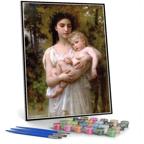 Hhydzq Paint by Numbers for Adult The Younger Brother Painting by William-Adolphe Bouguereau Arts Craft for Home Wall Decor