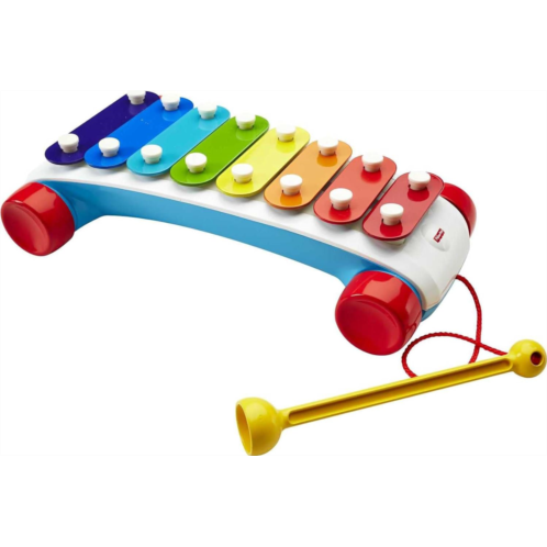 Fisher-Price Toddler Pull Toy, Classic Xylophone Pretend Musical Instrument with Mallet and Rolling Wheels for Ages 18+ Months