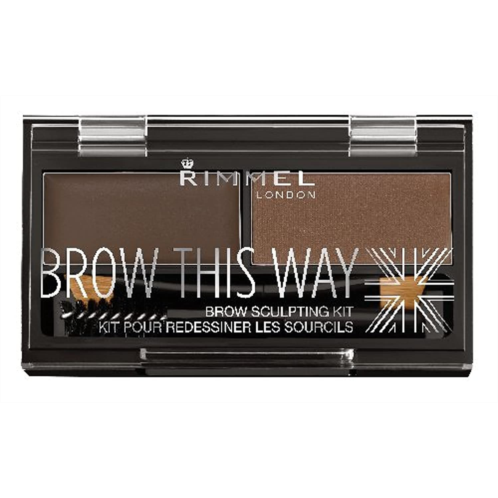 Rimmel London Brow This Way Eyebrow Sculpting Kit, Powder & Wax Duo for Ideally Groomed Brows, Dark Brown, 2.4 g
