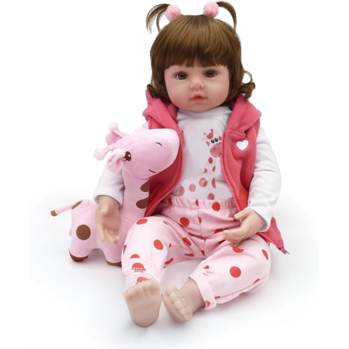CHAREX Reborn Baby Dolls Silicone Full Body, 18 Inches Lifelike Baby Dolls Girls, Soft Vinyl Weighted Doll for Age 3+