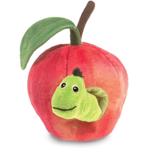 Folkmanis Worm in Apple Finger Puppet, Red, Green, 8