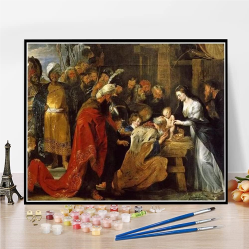 Hhydzq DIY Oil Painting Kit,Adoration of The Magi Painting by Peter Paul Rubens Arts Craft for Home Wall Decor