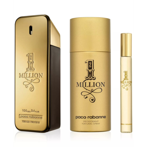 Paco Rabanne One Million 3-Piece Gift Set for Men, (3.4 Oz Eau De Toilette Spray + 5.1 Oz Deodorant Spray + 0.33 Oz Travel Spray)