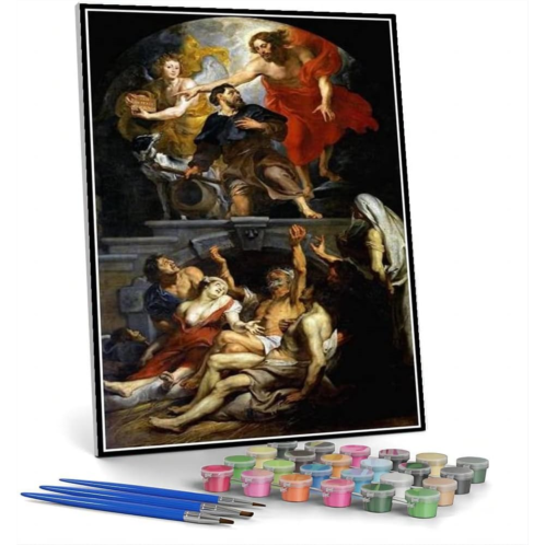 Hhydzq Paint by Numbers Kits for Adults and Kids Christ Attended by Angels Holding Chalices Peter Paul Rubens Painting by Peter Paul Rubens Arts Craft for Home Wall Decor