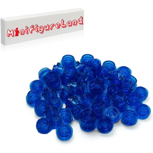 LEGO Parts and Accessories - Transparent Dark Blue Round 1 X 1 Plates (100 Pieces)