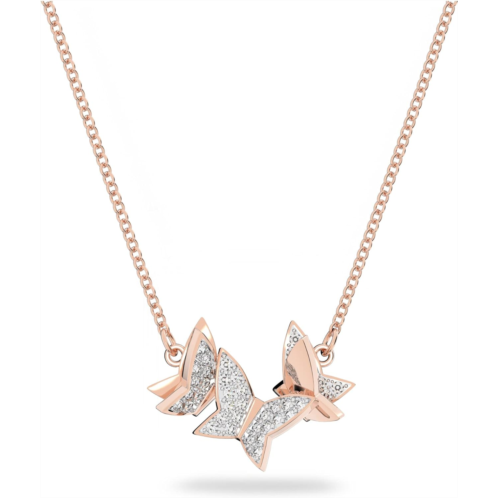 SWAROVSKI Lilia necklace, Butterfly, White, Rose-gold tone plated