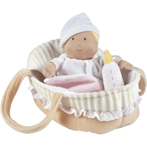 Tikiri Toys Grace Soft Baby Doll with Carry Cot, Bottle & Blanket, Ages 6 Months & up