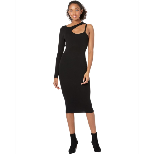 MOON RIVER Cutout Fitted Midi Sweaterdress