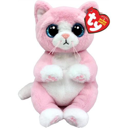 Ty Beanie Bellies Lillibelle The Pink Kitten with Blue Glitter Eyes, Cuddly Plush Animals with Soft Belly Original 20 cm T41283