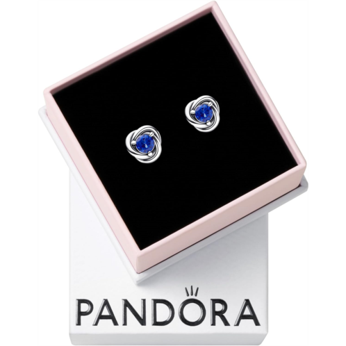 PANDORA September Blue Eternity Circle Stud Earrings - Sterling Silver Birthstone Earrings with Man-Made Stones for Women - Gift for Her - With Gift Box