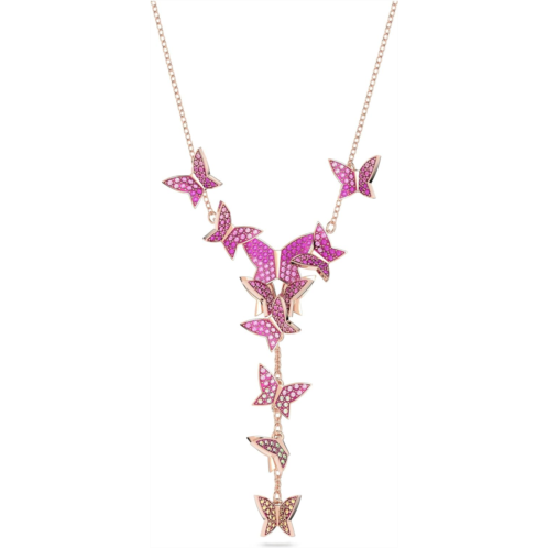 Swarovski Lilia Butterfly Necklace, Earrings, and Bracelet Crystal Jewelry Collection, Pink Crystals on a Rose Gold Tone Finish