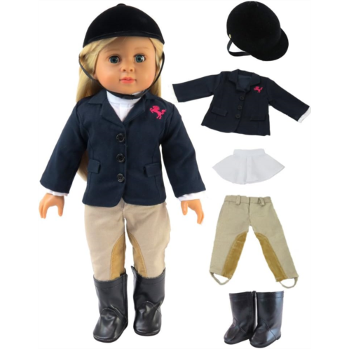 American Fashion World Riding Outfit for 18-Inch Dolls Helmet and Boots Included Premium Quality & Trendy Design Dolls Clothes Outfit Fashions for Dolls for Popular Brands