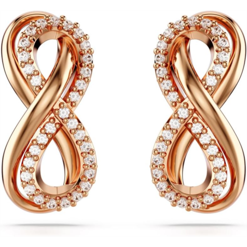 Swarovski Hyperbola stud earrings, Infinity, Clear, Rose gold-tone Finished