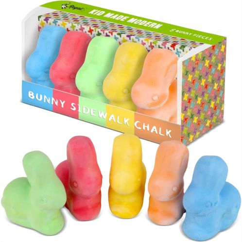 Kid Made Modern Sidewalk Chalk Set for Kids - Washable, Colored Bunny Chalk for Outdoor Play and Chalkboard Art - Ages 3+ (5 Pieces, Multicolor)