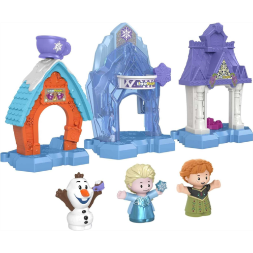 Fisher-Price Disney Frozen Toddler Toys Little People Snowflake Village Playset With Anna Elsa & Olaf Figures For Ages 18+ Months