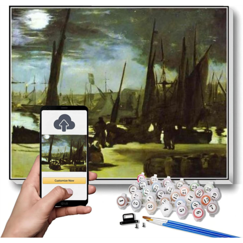 Hhydzq Paint by Numbers Kits for Adults and Kids Moonlight On Boulogne Harbour Painting by Edouard Manet Arts Craft for Home Wall Decor
