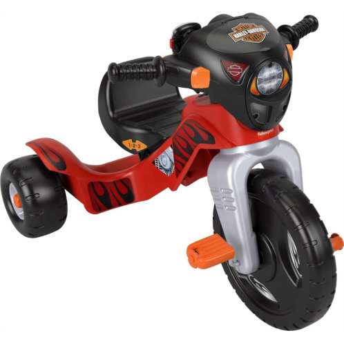 Fisher-Price Harley Davidson Toddler Tricycle Ride-On Preschool Toy, Lights & Sounds Trike with Adjustable Seat, Large