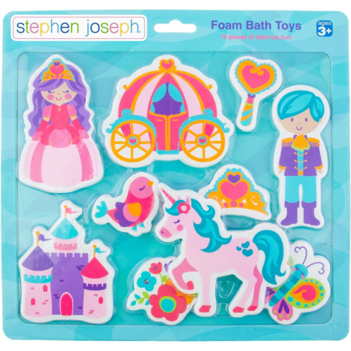 Stephen Joseph, Floating Foam Bath Character 10-Piece Toy Set, Princess (SJ1148), Small