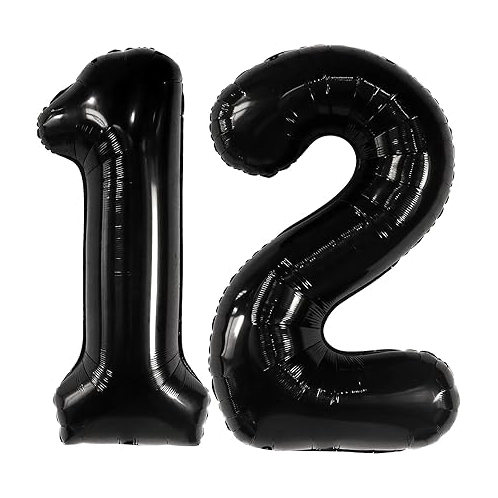 Black 1 Balloon for Birthday with Number 2 Balloon - Giant, 40 Inch Mylar Black 1 Year Balloon, Two Cool Birthday Party Decorations First Birthday Decorations for Girl Number 2 Bla
