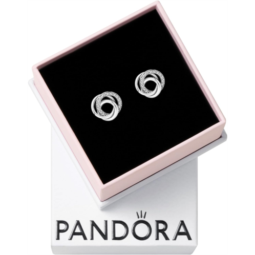 Pandora Family Always Encircled Stud Earrings - Timeless Earrings for Women - Great Gift for Her - Made with Sterling Silver & Cubic Zirconia, With Gift Box