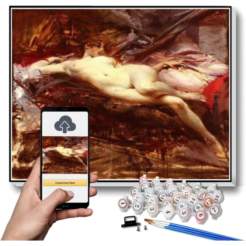 Hhydzq DIY Painting Kits for Adults?Nude Lying Down Painting by Giovanni Boldini Arts Craft for Home Wall Decor