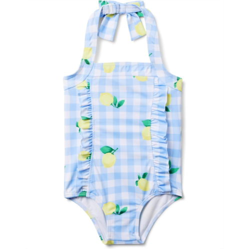 Janie and Jack Gingham Lemon Print One-Piece Swimsuit (Toddler/Little Kid/Big Kid)