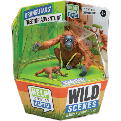 PlayMonster Wild Scenes Orangutans Treetop Adventure - Grow & Play Kit Environmentally Friendly Wildlife Conservation Toy - Animal Playset for Kids Ages 4 and Up