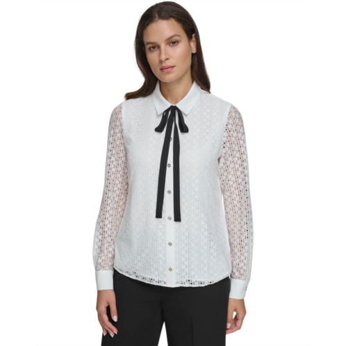 Tommy Hilfiger Long Sleeve Collar Blouse with Tie