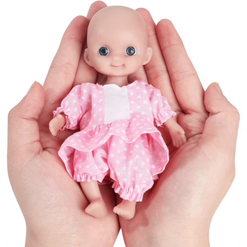 Vollence 5.5 inch Miniature Full Body Silicone Baby Doll That Look Real Pocket Reborn Baby Doll Realistic Newborn Ob11 Doll - Type C Girl