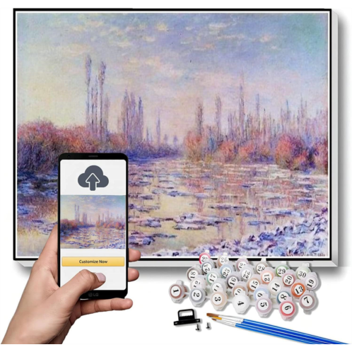 Hhydzq Paint by Numbers Kits for Adults and Kids Floating ice on The Seine Painting by Claude Monet Arts Craft for Home Wall Decor