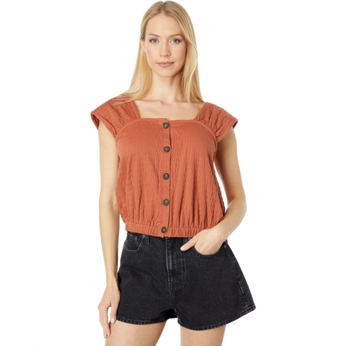 Madewell Crinkle-Knit Button-Front Top