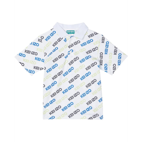 Kenzo Kids Short Sleeve Pique Polo with All Over Logo (Toddler/Little Kids)