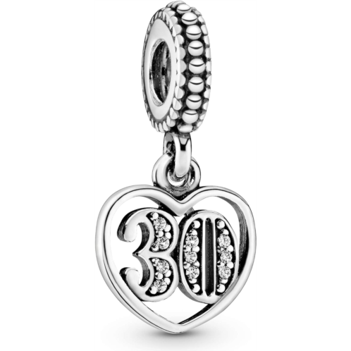 Pandora 30th Celebration Dangle Charm Bracelet Charm Moments Bracelets - Stunning Womens Jewelry - Gift for Women in Your Life - Made with Sterling Silver & Cubic Zirconia, With Gi
