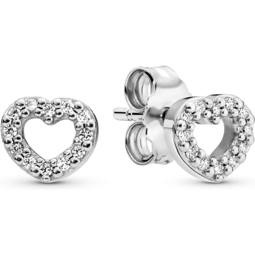PANDORA Open Heart Stud Earrings - Great Gift for Her - Stunning Womens Earrings - Sterling Silver & Cubic Zirconia
