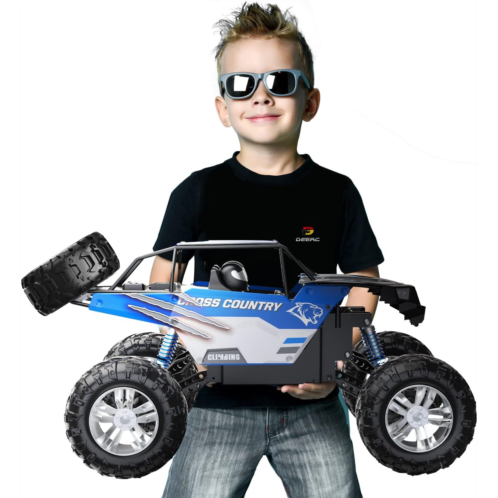 DEERC Large 1:8 Scale Remote Control Monster Truck for Adults Boys, Upgraded RC Cars Remote Control Car, Off Road with Realistic Sound, 2.4Ghz 4WD Toy All Terrain Climbing, 2 Batte