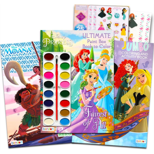 Paint with Water Set - Bundle Includes 1 Deluxe Paint Book with Paint Brushes and 2 Coloring Activity Books (Disney Princess, Tangled and Moana)