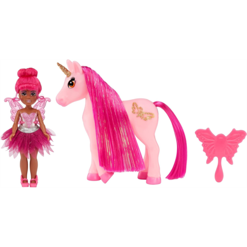 MGA Entertainment Dream Bella Color Change Surprise Little Fairies 5.5 Doll and Little Unicorn 2 Pack- Jaylen and Ribbon, Pink Fairy and Unicorn, Great Gift, Toy for Kids Ages 3, 4