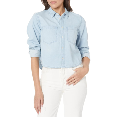 Madewell Cotton-Hemp Denim Button-Up Crop Shirt