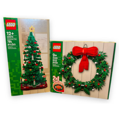 Generic Lego Holiday Bundle, Christmas Tree (40573) and Wreath (40426), 2-in-1 Building Toy Set, Christmas, (1294 Total Pcs)