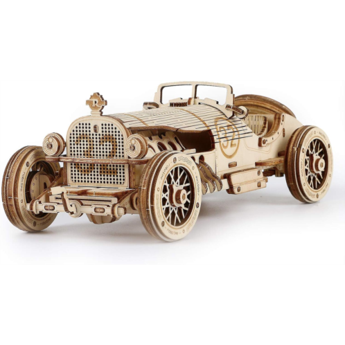 ROBOTIME Model Car Kits - Wooden 3D Puzzles - Model Cars to Build for Adults 1:16 Scale Model Grand Prix Car