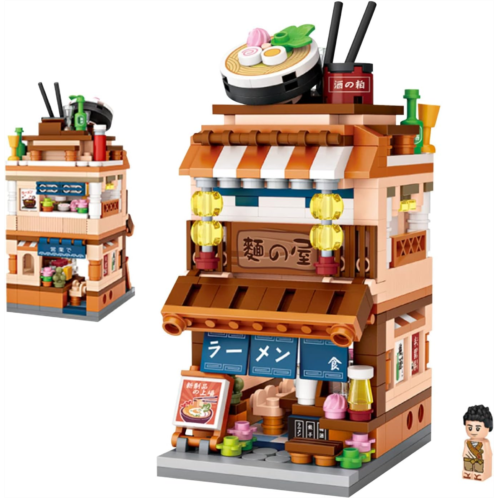 ELAICREE Japanese Street View Shop Bricks, Mini DIY Building Blocks Model MOC Construction Toy (Ramen Shop)