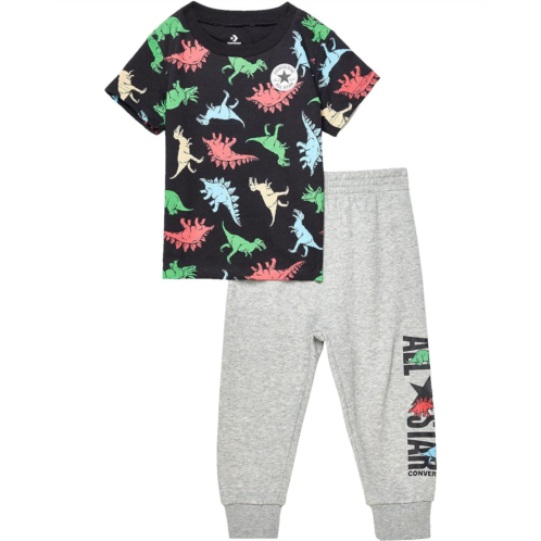 Converse Kids Dino Short Sleeve Tee + French Terry Joggers Set (Infant)